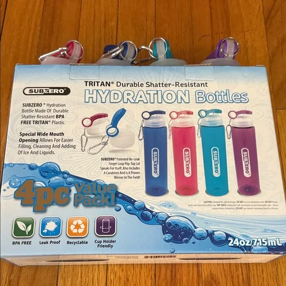Hydration Bottles 4-Pack - Red, Blue, Green - Picture 2 of 4